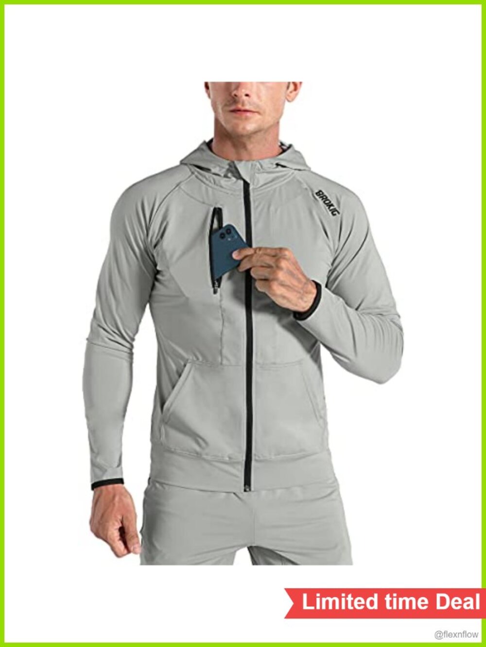Mens Windbreaker Running Jacket Zip Up Hoodie Lightweight Quick Dry Athletic